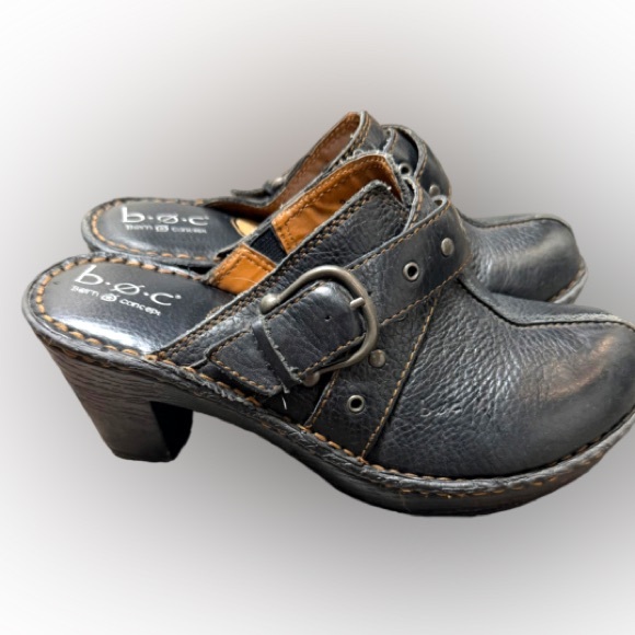 b.o.c Born Concept Karley Clogs Mules Size 9 Black Worn 1 Time Leather Upper - Picture 3 of 11